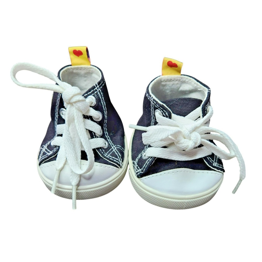 Build-A-Bear Workshop‎ Black Canvas High Top Sneakers Plush Toy Shoes BABW